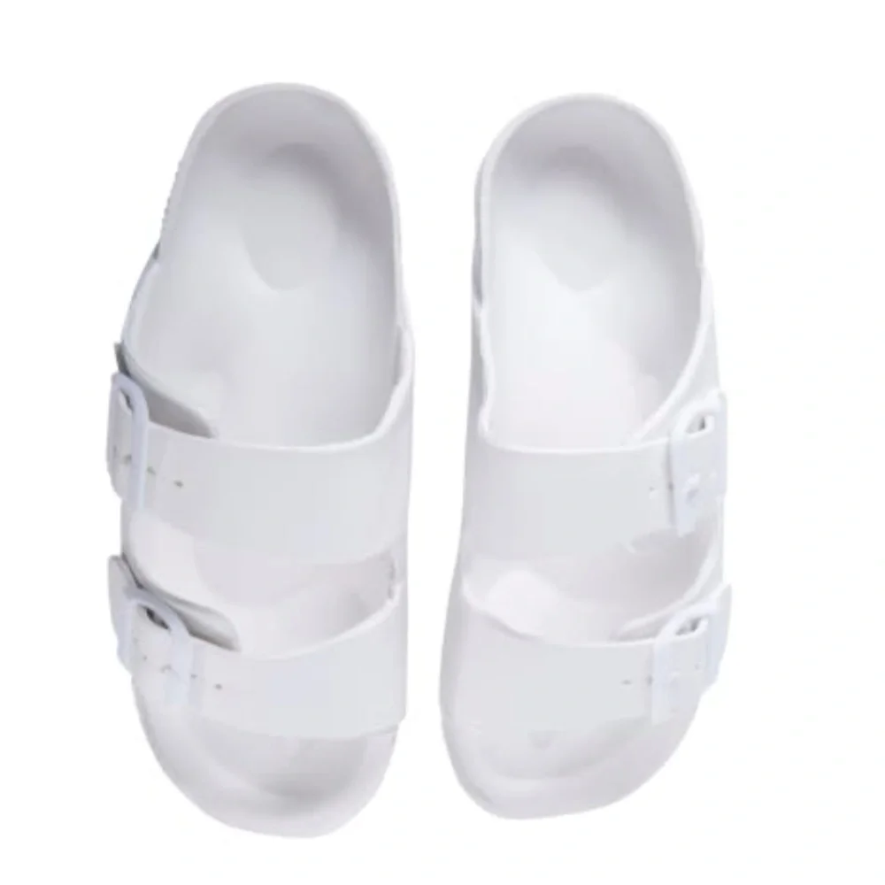 Double buckle lightweight sandal slides white size 7 NWT - Picture 3 of 3